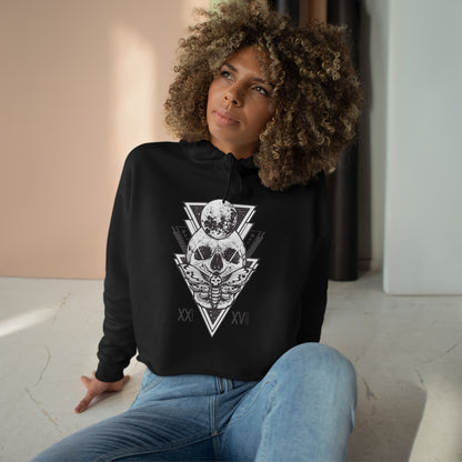 Women's Death Moth Skull Cropped Hoodie