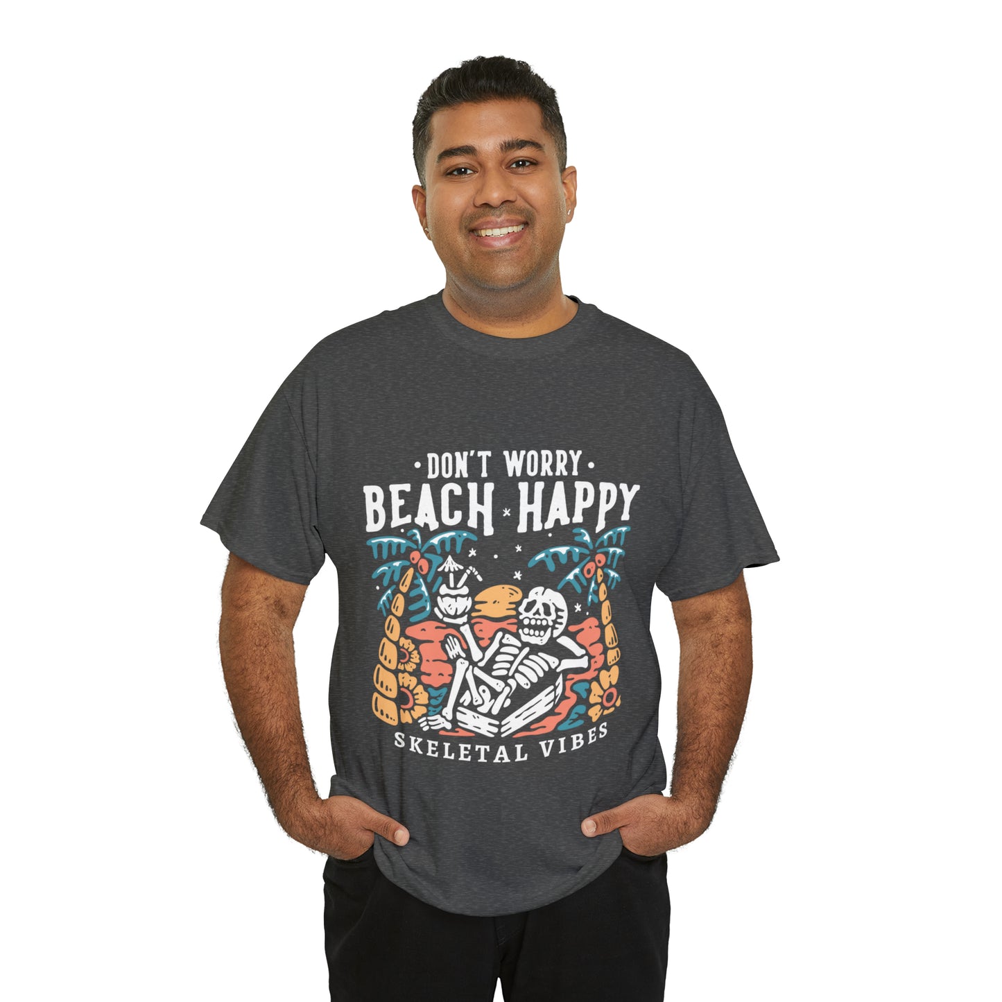 Unisex Don't Worry Beach Happy Heavy Cotton Tee