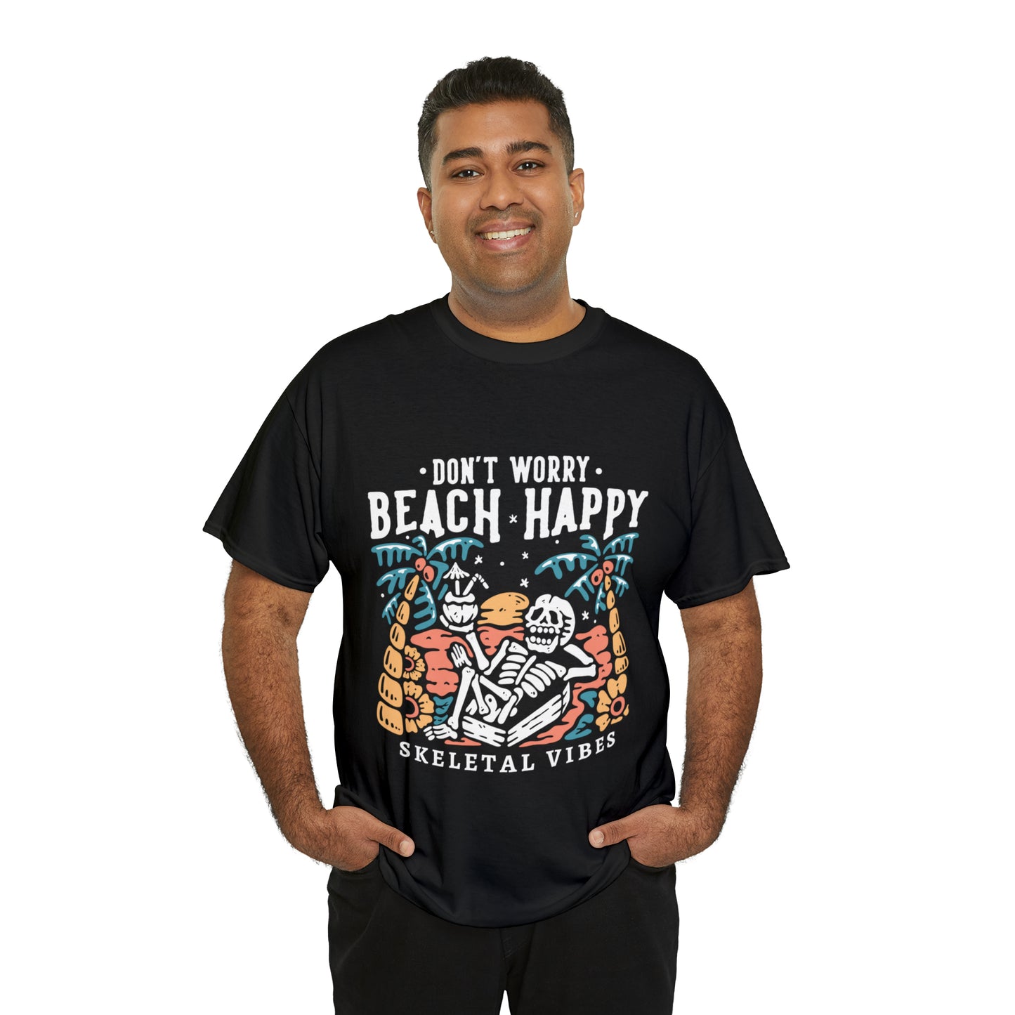 Unisex Don't Worry Beach Happy Heavy Cotton Tee