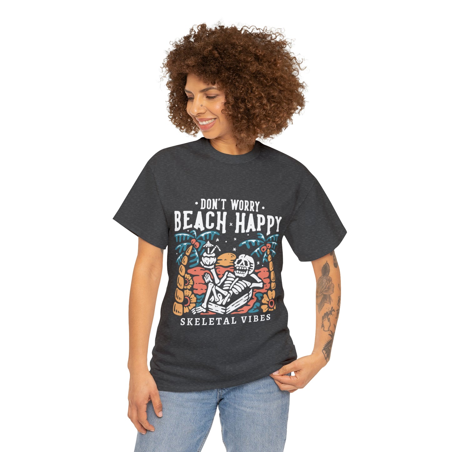 Unisex Don't Worry Beach Happy Heavy Cotton Tee