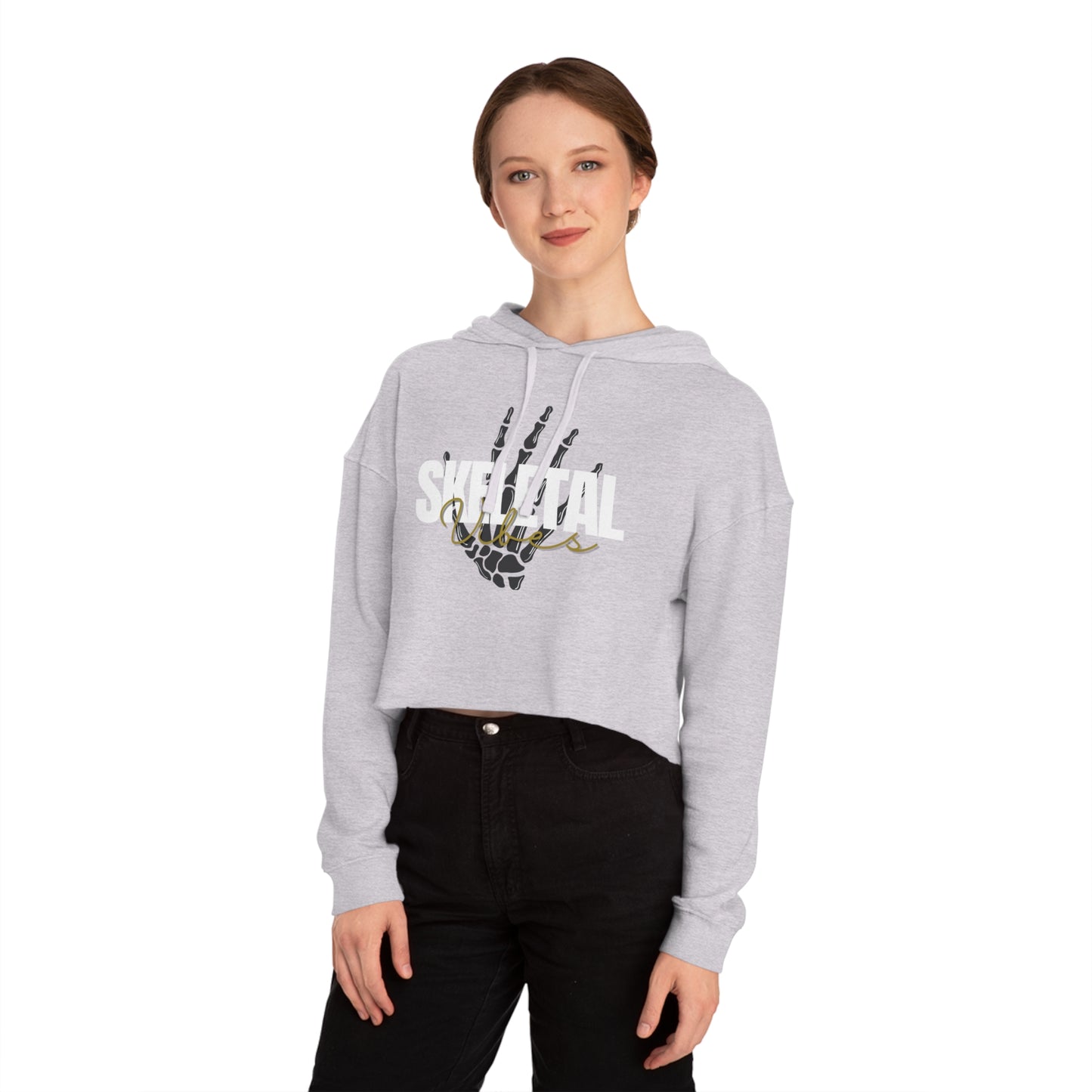 Women's Skeletal Vibes Cropped Hoodie