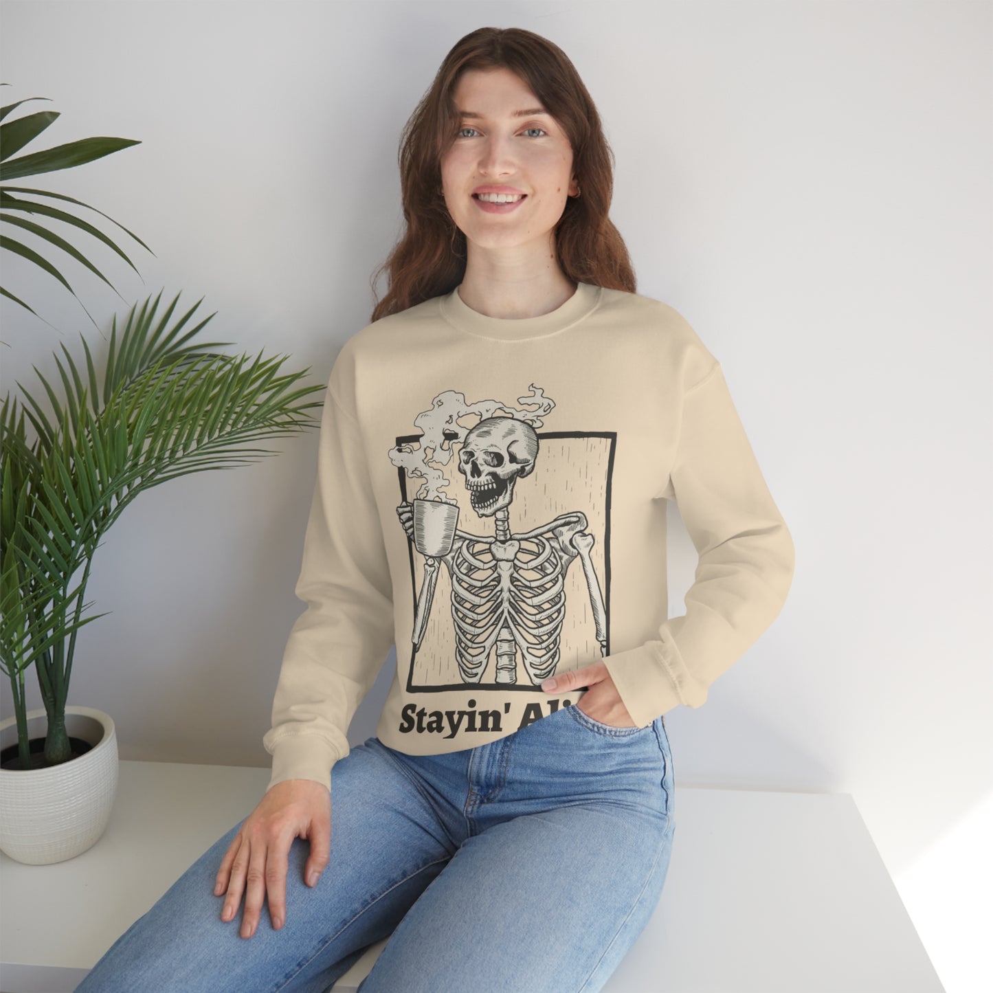 Unisex Staying Alive Heavy Blend Crewneck Sweatshirt