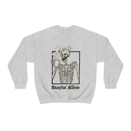 Unisex Staying Alive Heavy Blend Crewneck Sweatshirt