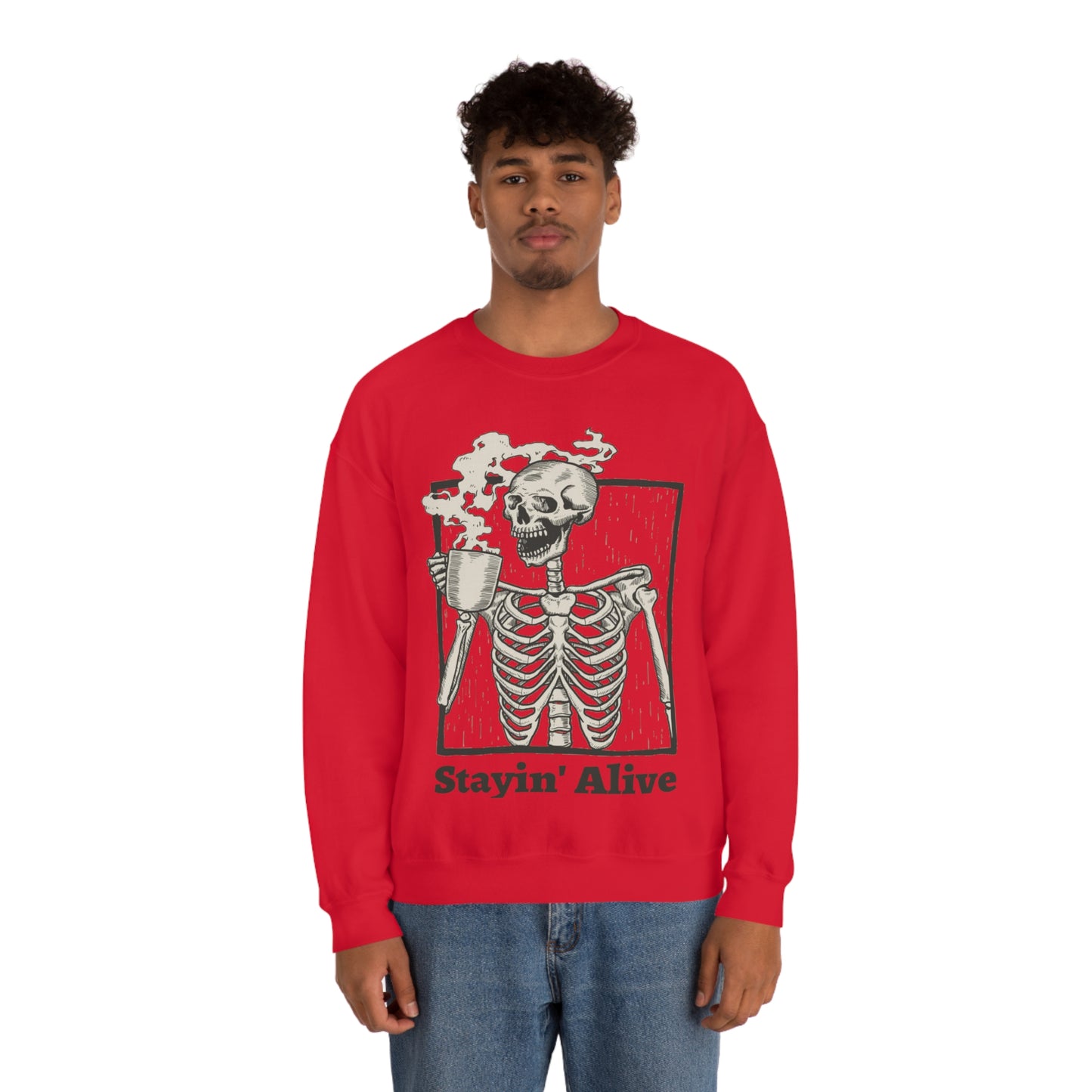 Unisex Staying Alive Heavy Blend Crewneck Sweatshirt