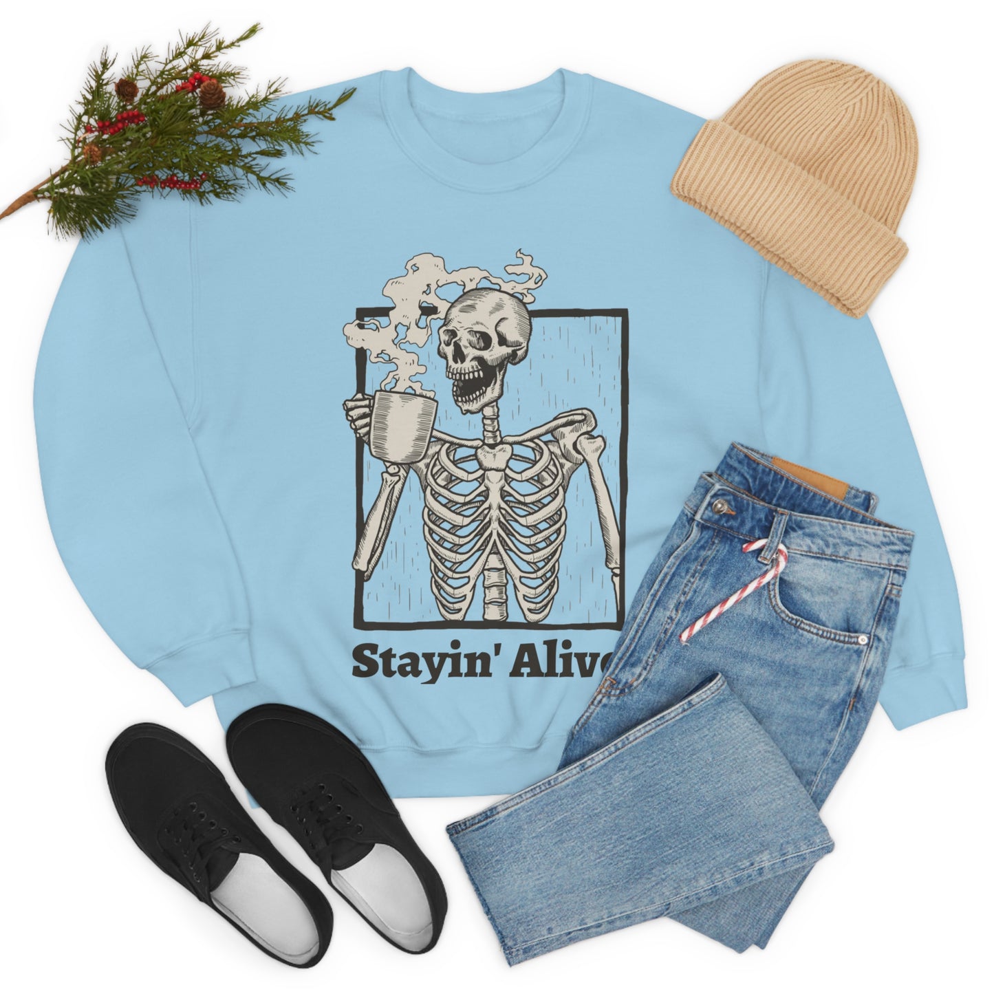 Unisex Staying Alive Heavy Blend Crewneck Sweatshirt