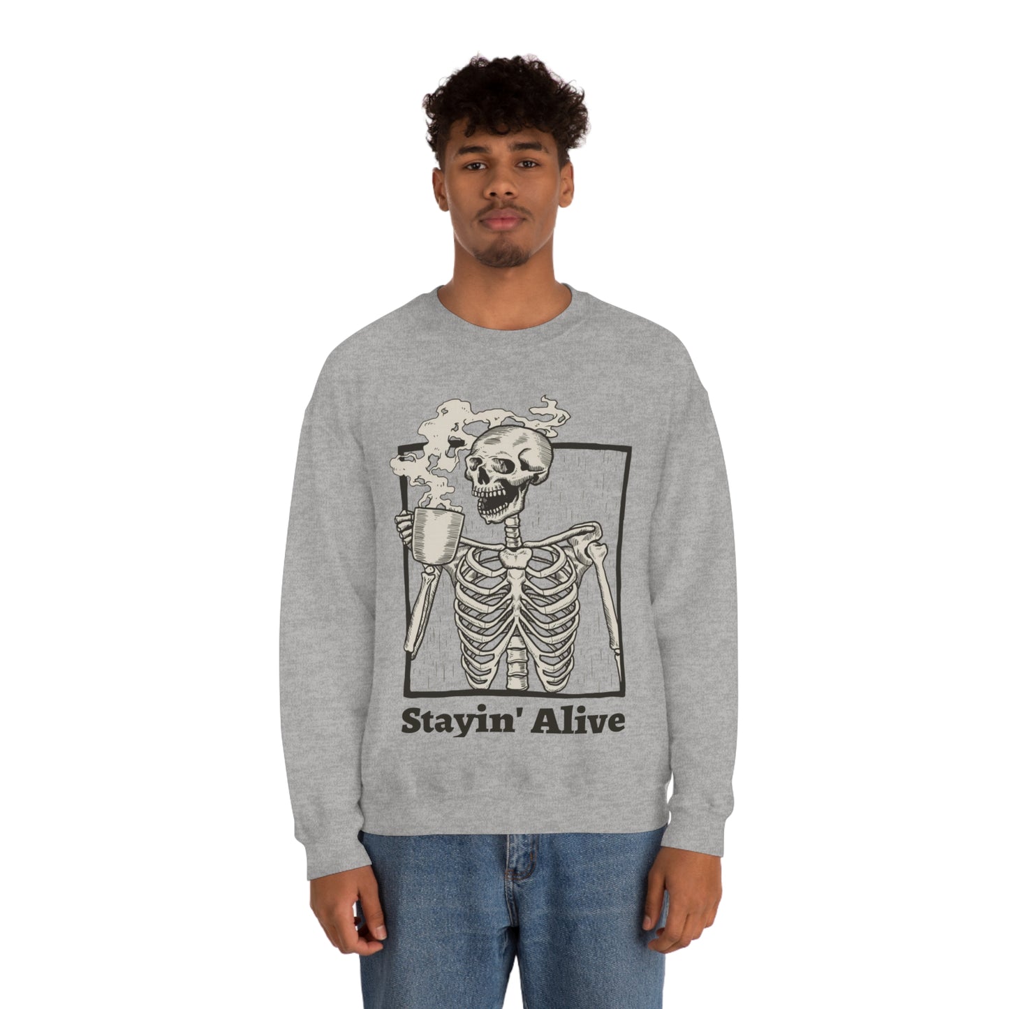 Unisex Staying Alive Heavy Blend Crewneck Sweatshirt