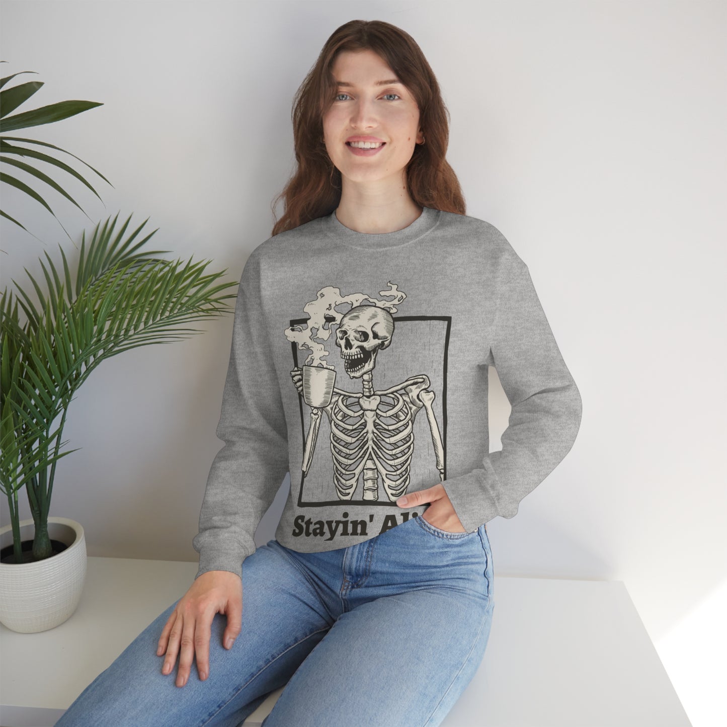 Unisex Staying Alive Heavy Blend Crewneck Sweatshirt