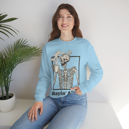 Unisex Staying Alive Heavy Blend Crewneck Sweatshirt