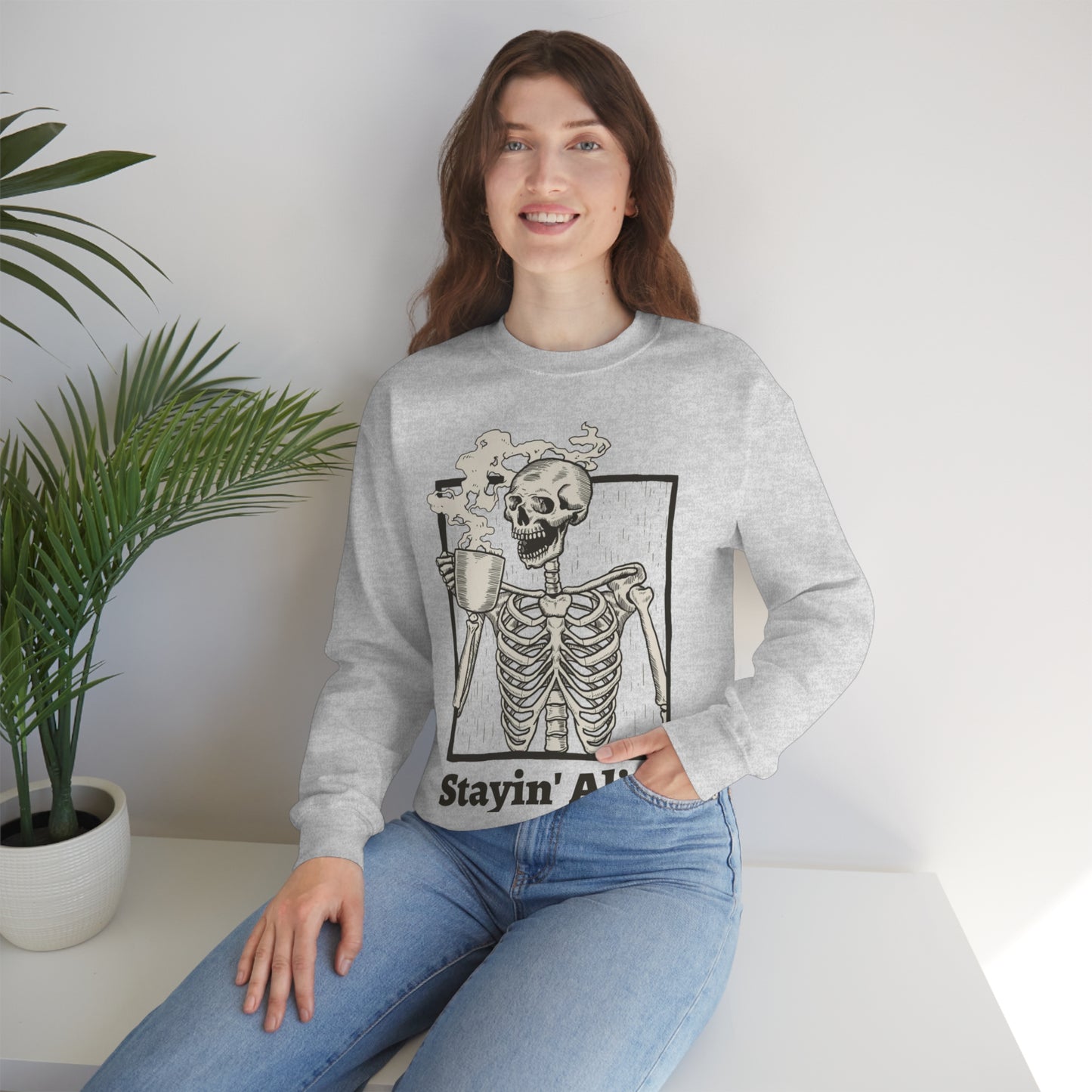 Unisex Staying Alive Heavy Blend Crewneck Sweatshirt