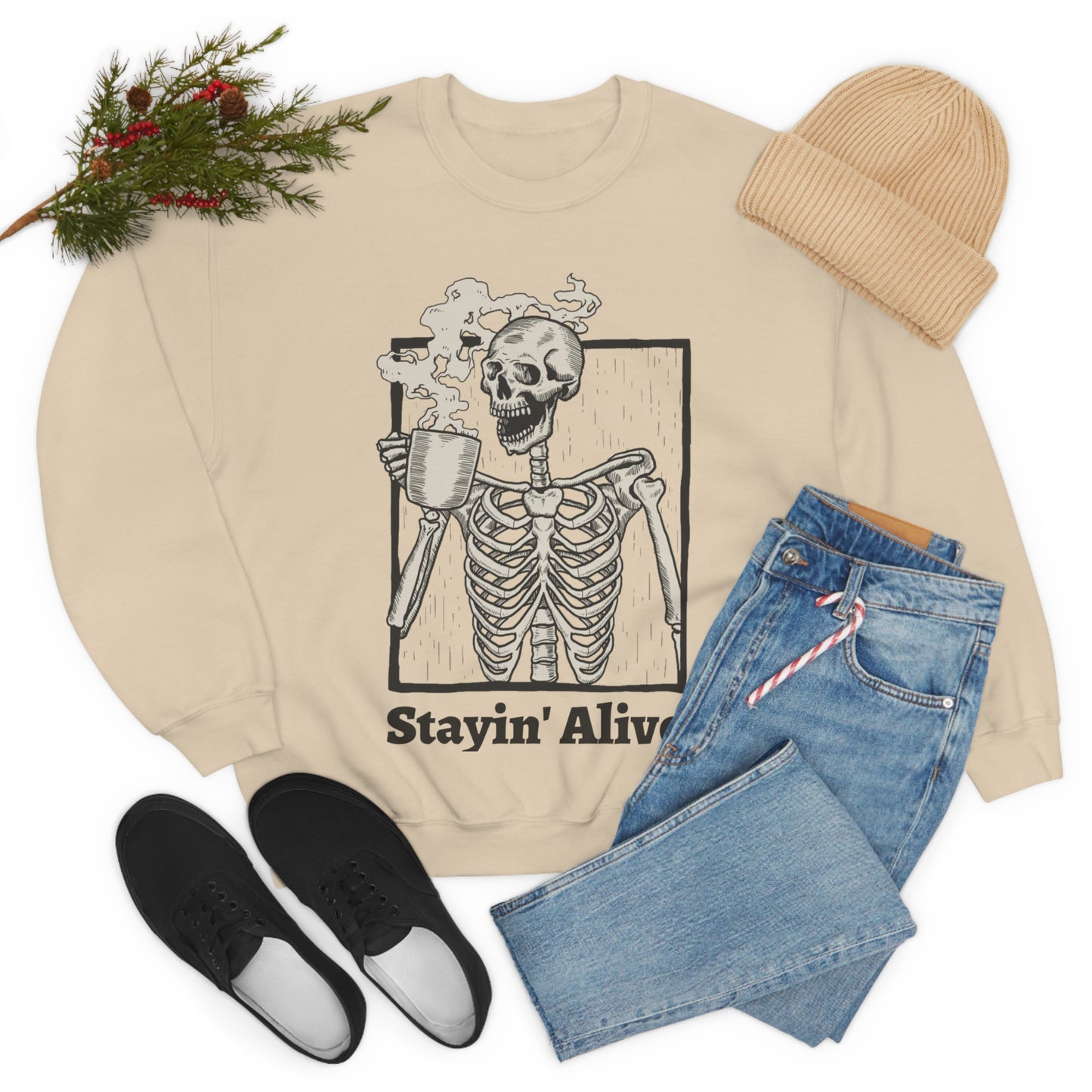 Unisex Staying Alive Heavy Blend Crewneck Sweatshirt