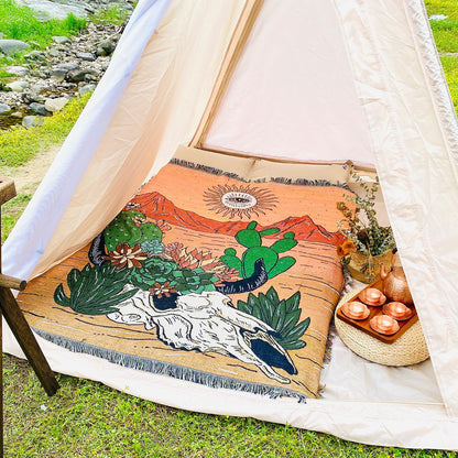 Woven Desert Skull Throw Blanket