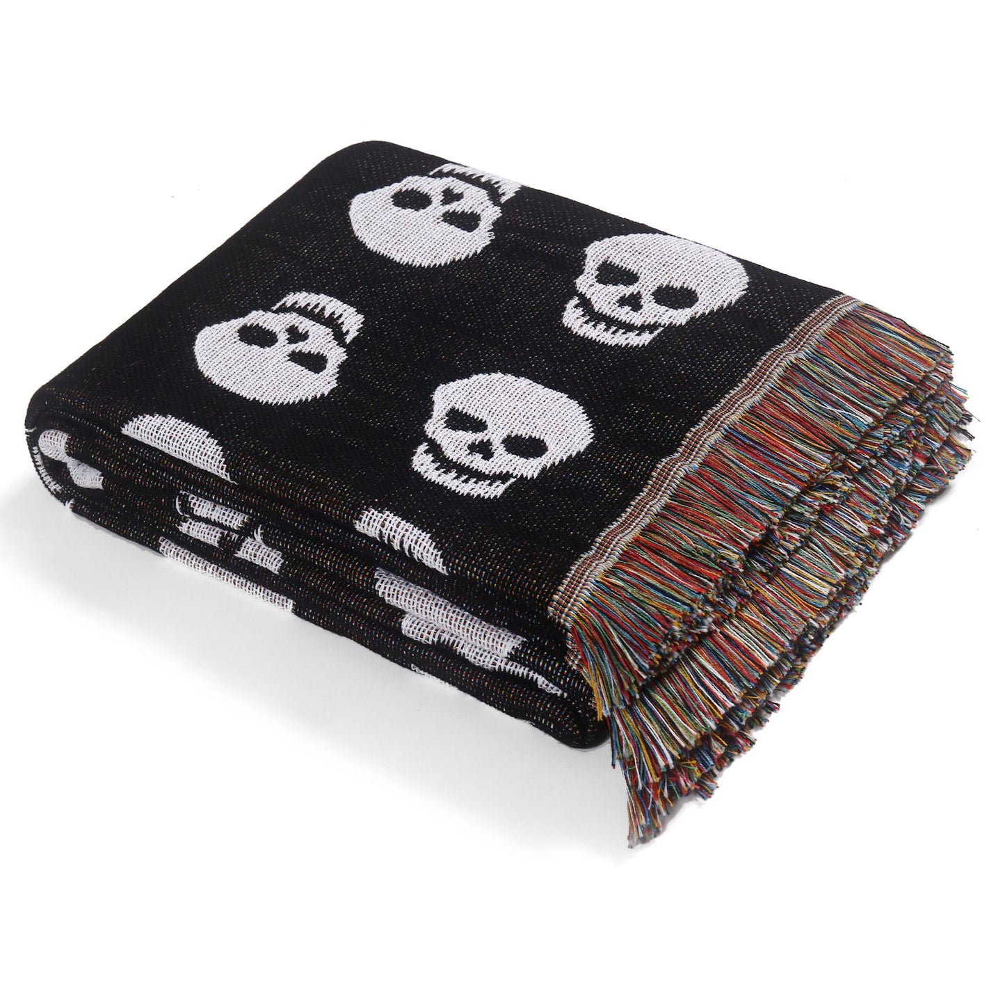 Woven Skull Throw Blanket