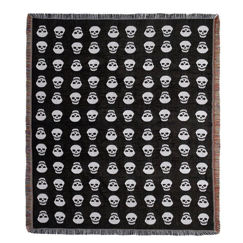 Woven Skull Throw Blanket