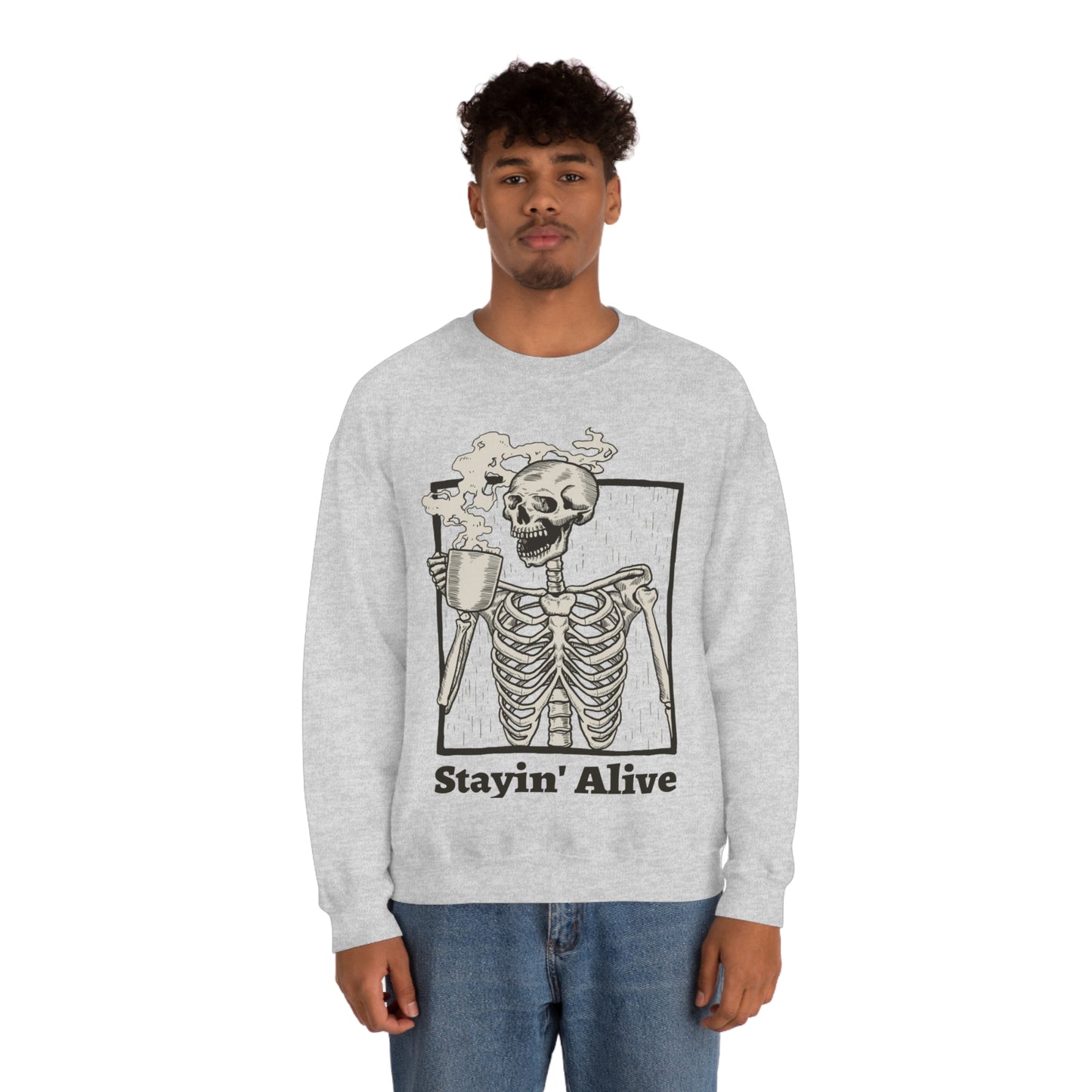 Unisex Staying Alive Heavy Blend Crewneck Sweatshirt