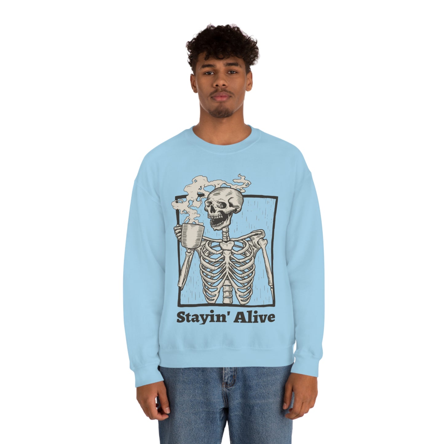 Unisex Staying Alive Heavy Blend Crewneck Sweatshirt