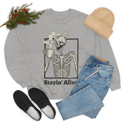 Unisex Staying Alive Heavy Blend Crewneck Sweatshirt