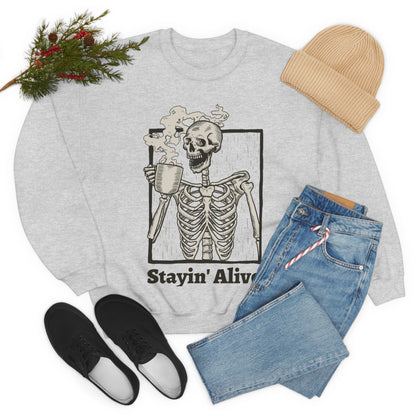 Unisex Staying Alive Heavy Blend Crewneck Sweatshirt